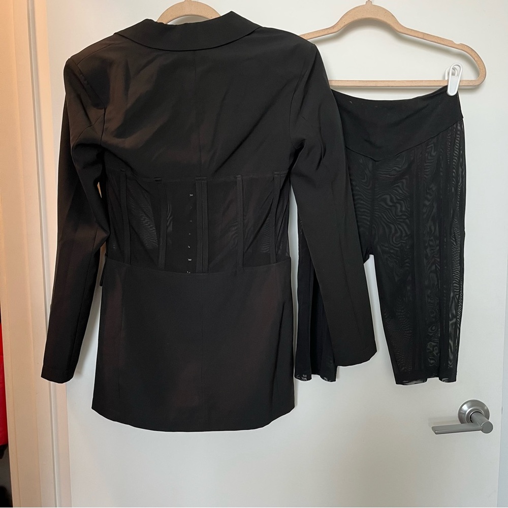 Black Mesh Suit Set